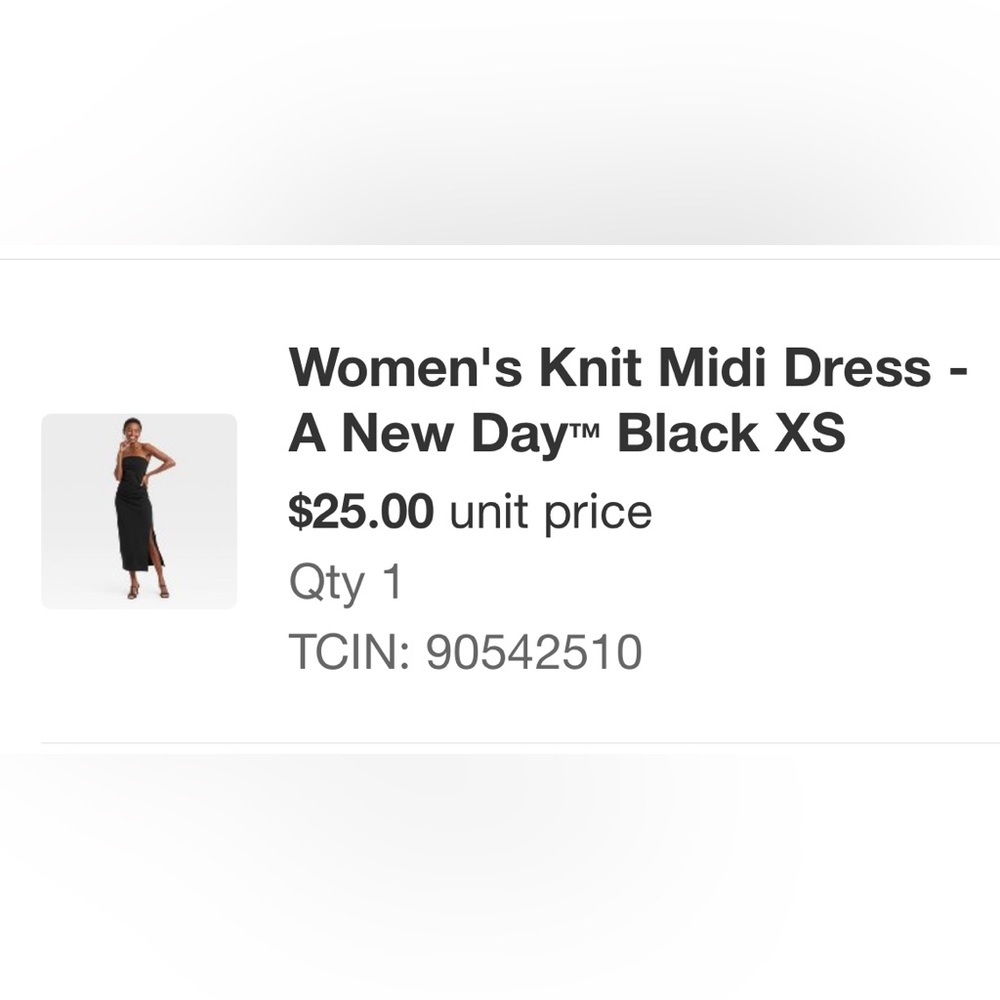 Target A New Day strapless midi dress with slit. Size XS